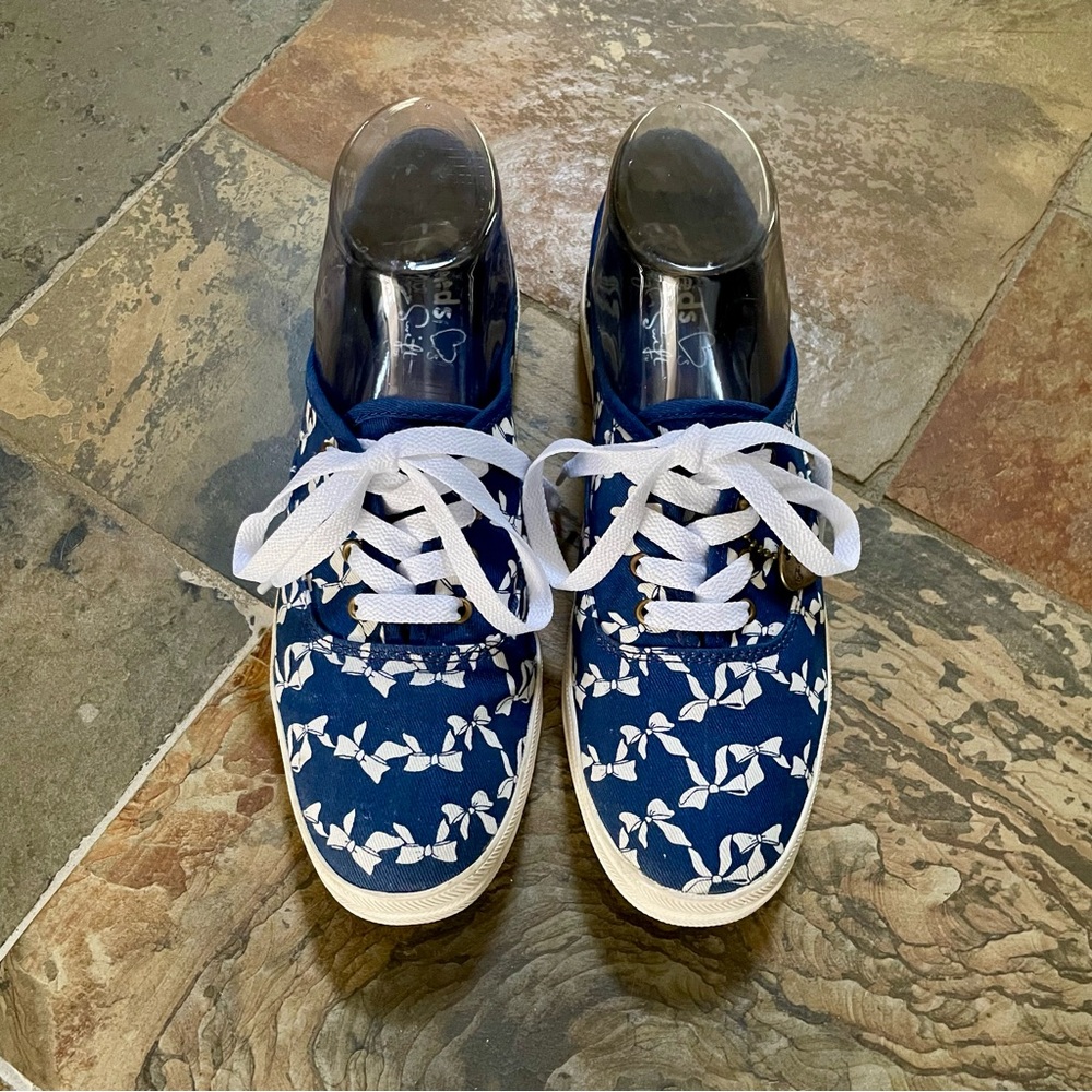 Keds•Taylor Swift Champions•LIKE NEW• Size 7•Navy Canvas~White Bows•Metal TS Tag